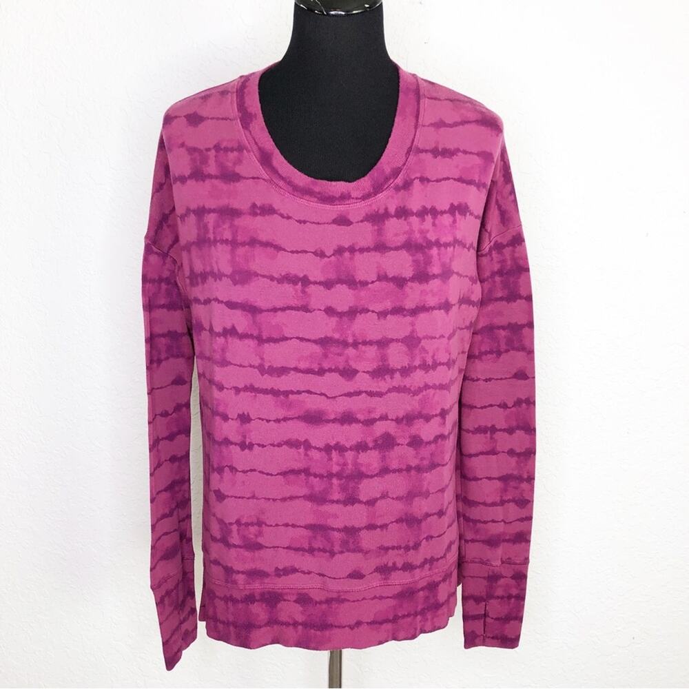 Athleta pink and purple tie dye sweatshirt knit top size Small